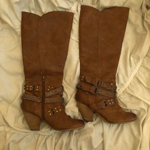 Not Rated Cocktail Queen Tan Knee High Boots